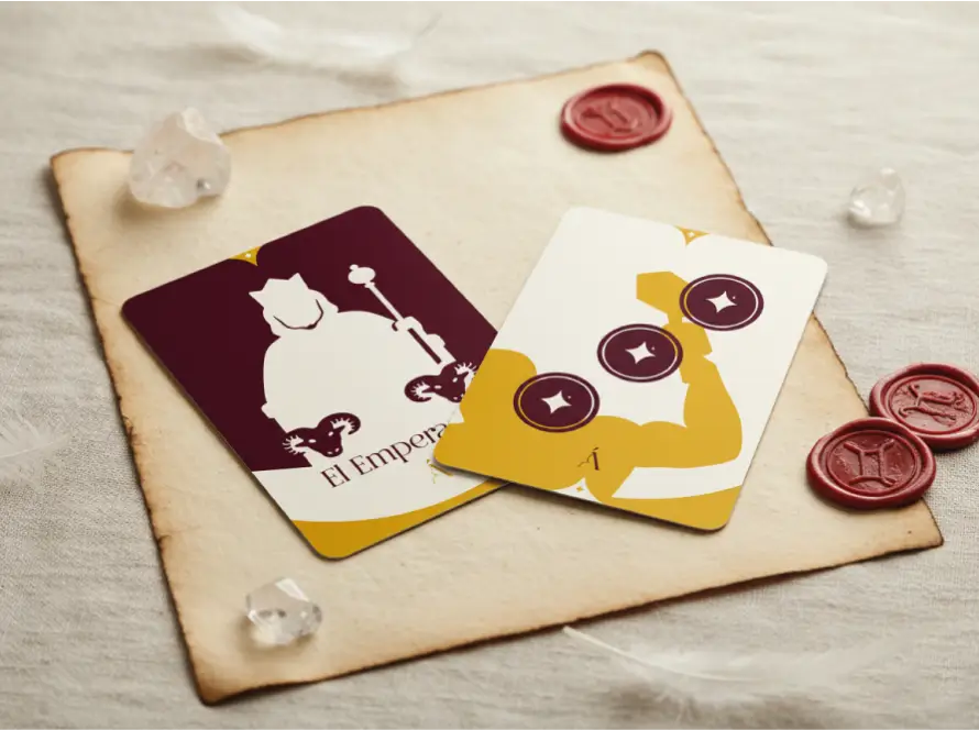 Combinación entre en 3 de Oros y El Emperador en el Tarot