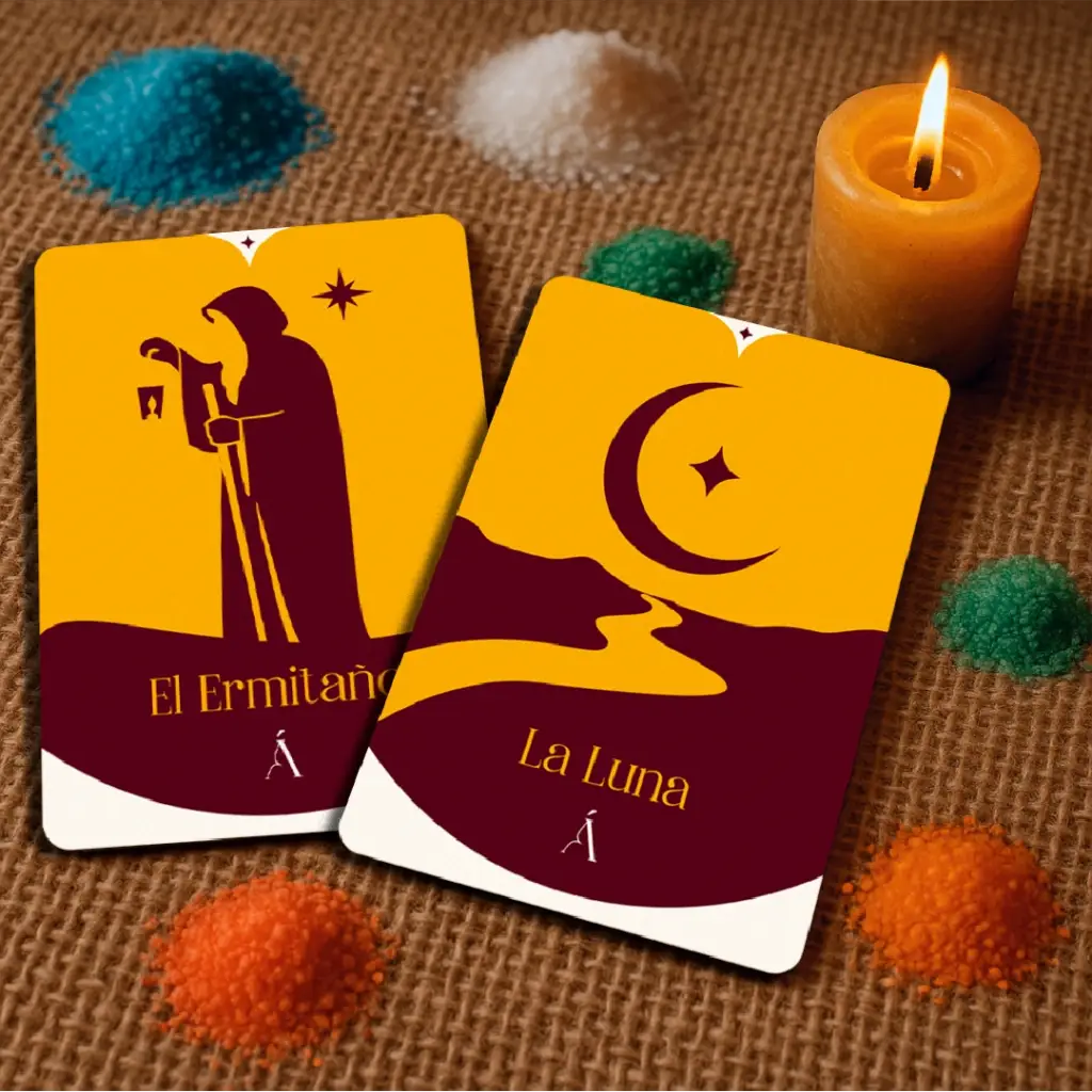 Combinación entre El Ermitaño y La Luna en el Tarot.