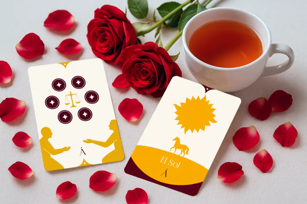 Combinación de El 6 de Oros y El Sol en el Tarot