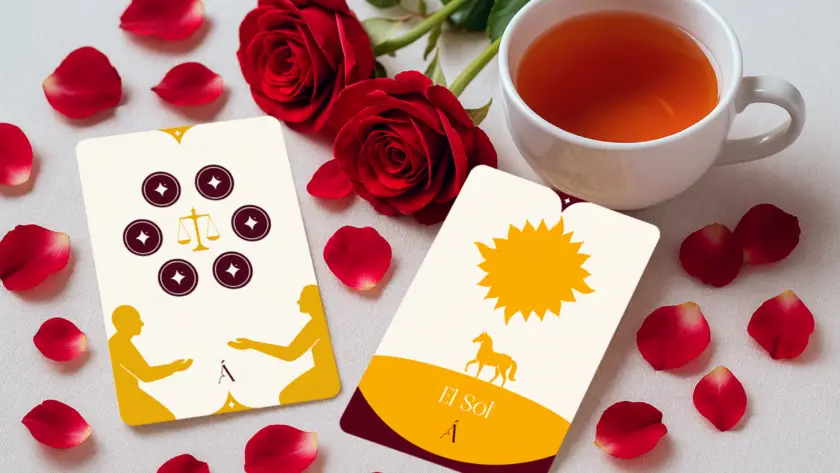 Combinación de El 6 de Oros y El Sol en el Tarot