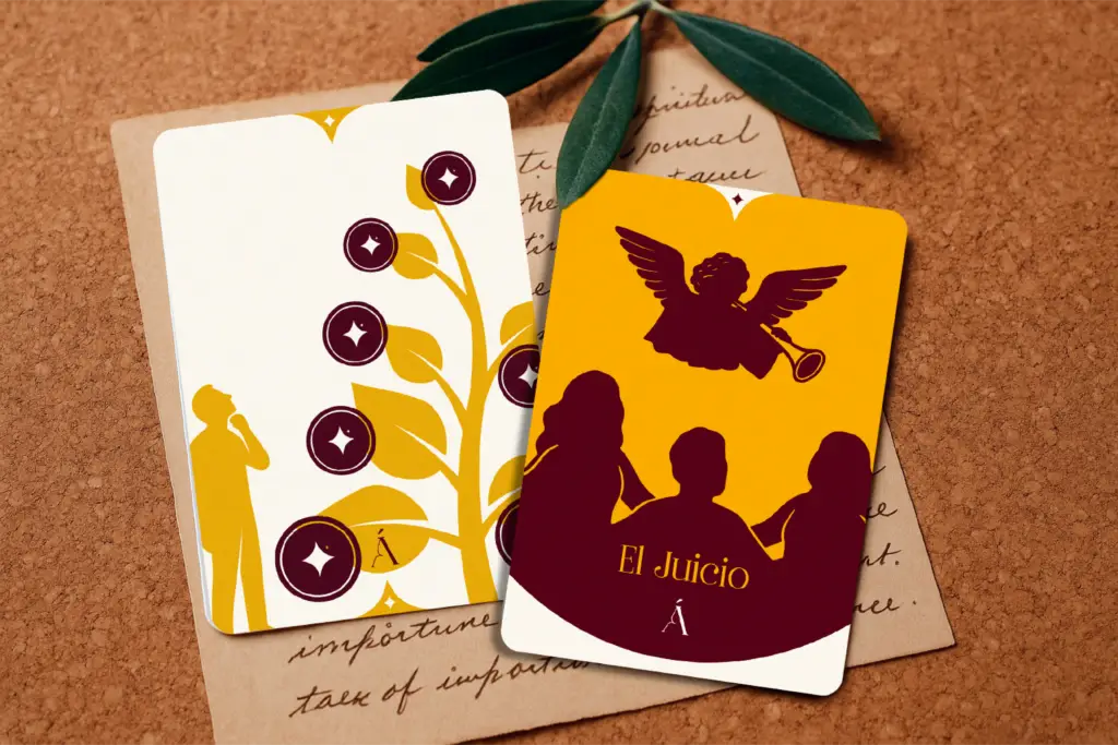 Combinación de El 7 de Oros y El Juicio en el Tarot