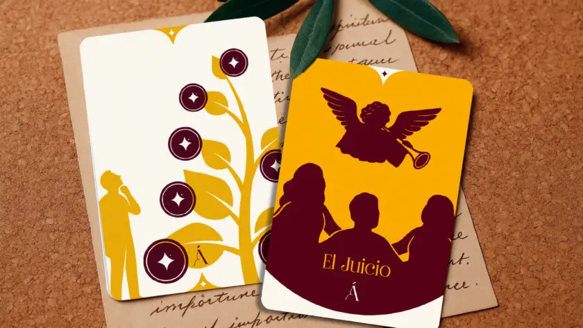 Combinación de El 7 de Oros y El Juicio en el Tarot