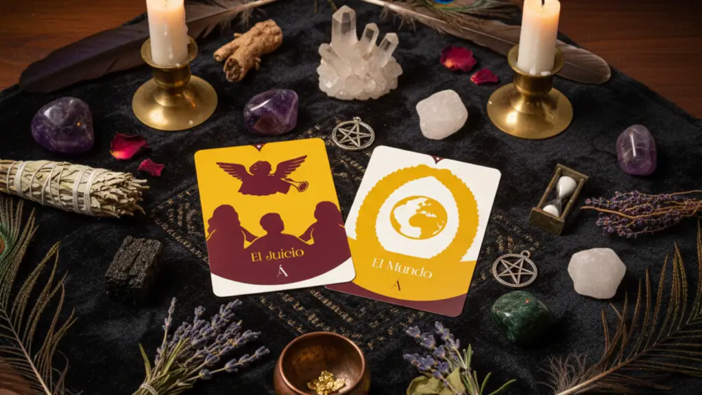 Combinación entre El Juicio y El Mundo en el Tarot