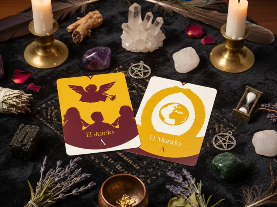 Combinación entre El Juicio y El Mundo en el Tarot