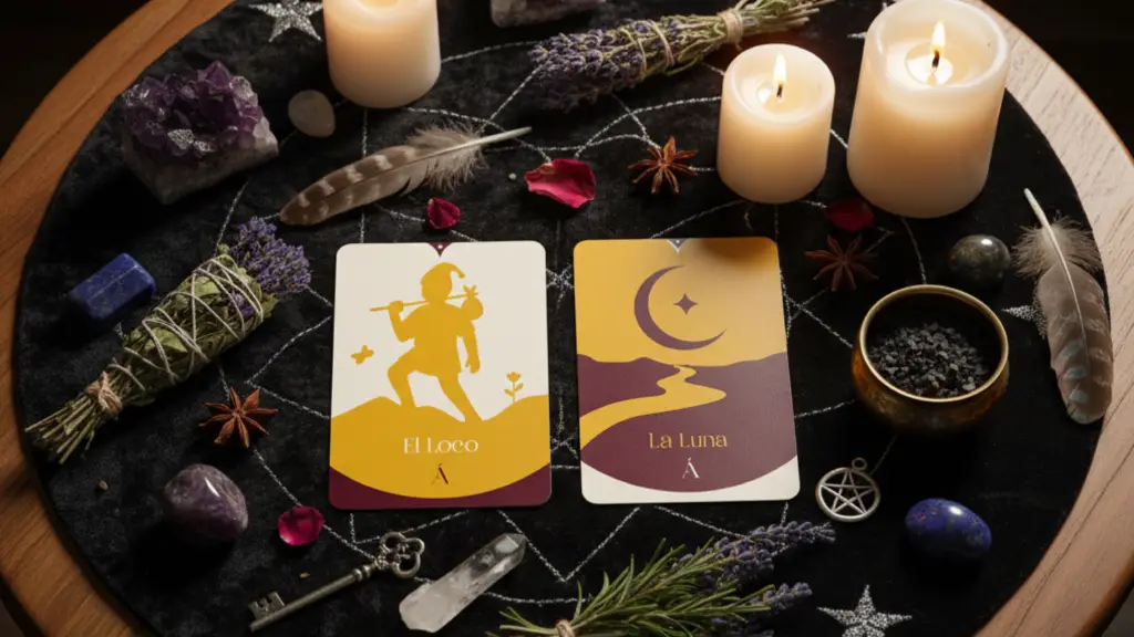 Combinación entre El Loco y La Luna en el Tarot