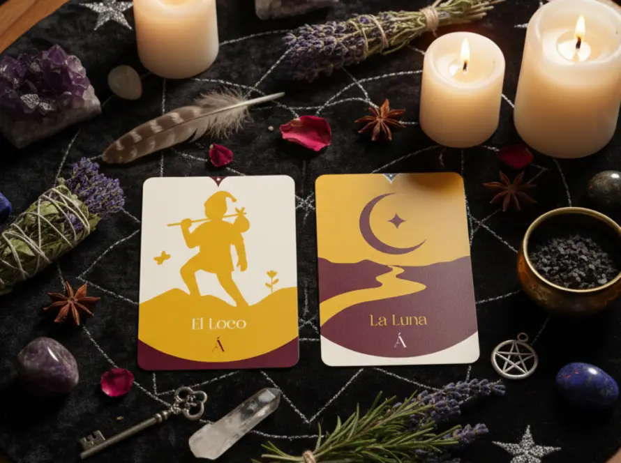 Combinación entre El Loco y La Luna en el Tarot