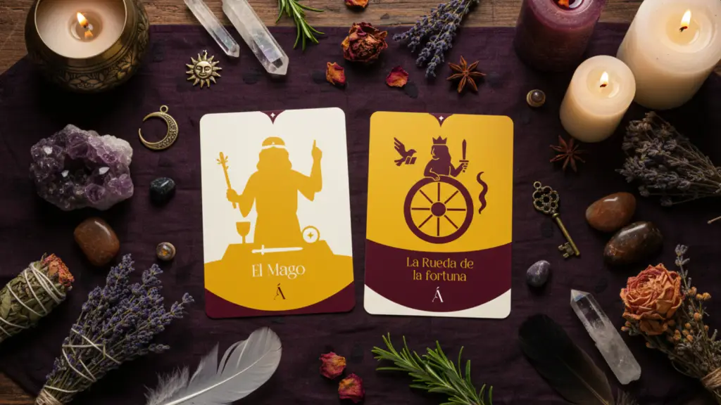 Combinación entre El Mago y La Rueda de la fortuna en el Tarot