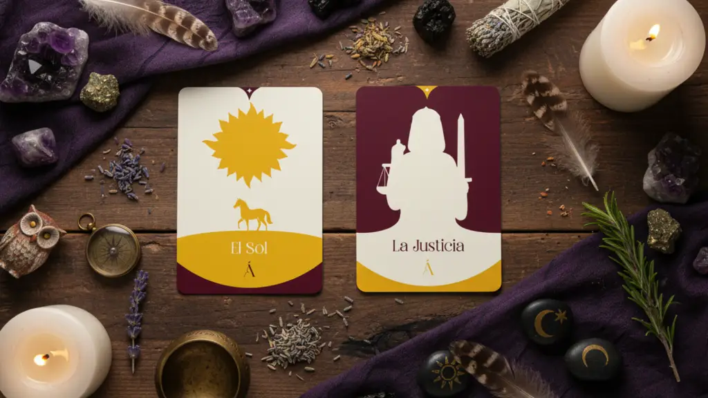 Combinación entre El Sol y La Justicia en el tarot