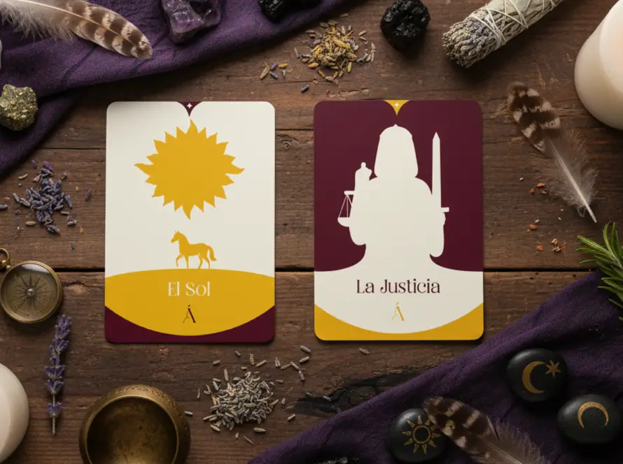 Combinación entre El Sol y La Justicia en el tarot