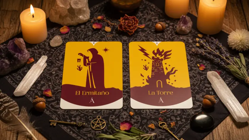 Combinación entre La Torre y El Ermitaño en el Tarot