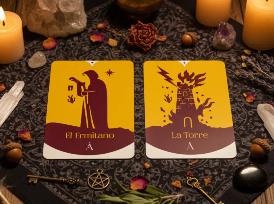 Combinación entre La Torre y El Ermitaño en el Tarot