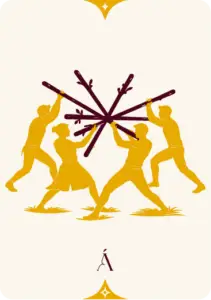 carta 5 de bastos en el tarot