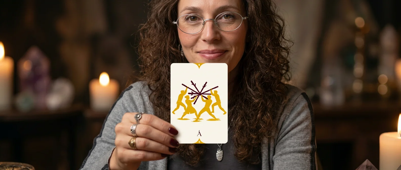 Carta Cinco de Bastos en el Tarot. Los Bastos te guían a través de Ángeles.