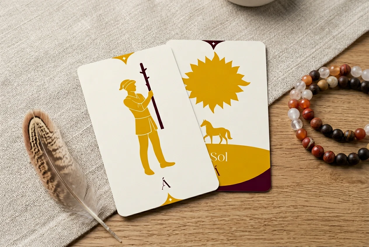 Combinación entre El Sol y la Sota de Bastos en el Tarot