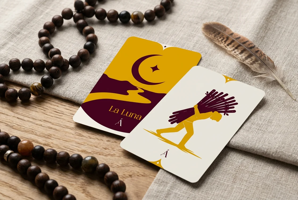 Combinación entre La Luna y el Diez de Bastos en el Tarot