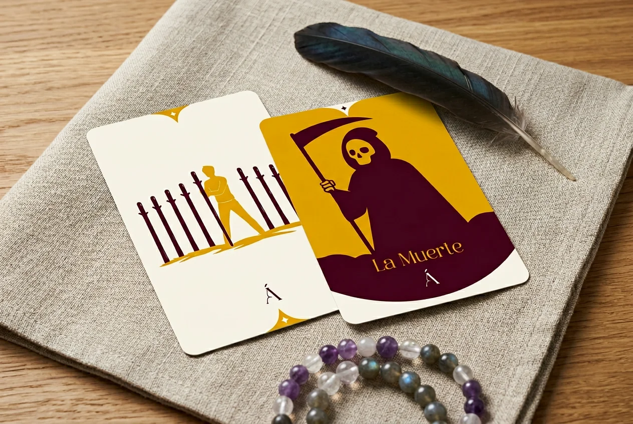 Combinación entre La Muerte y el Nueve de Bastos en el Tarot