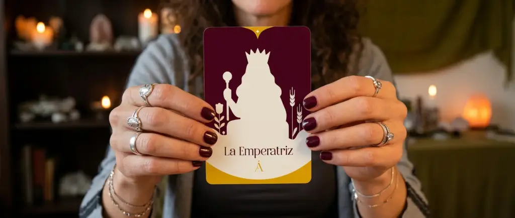 Carta de La Emperatriz en el Tarot. La Fuerza te guía a través de Ángeles.
