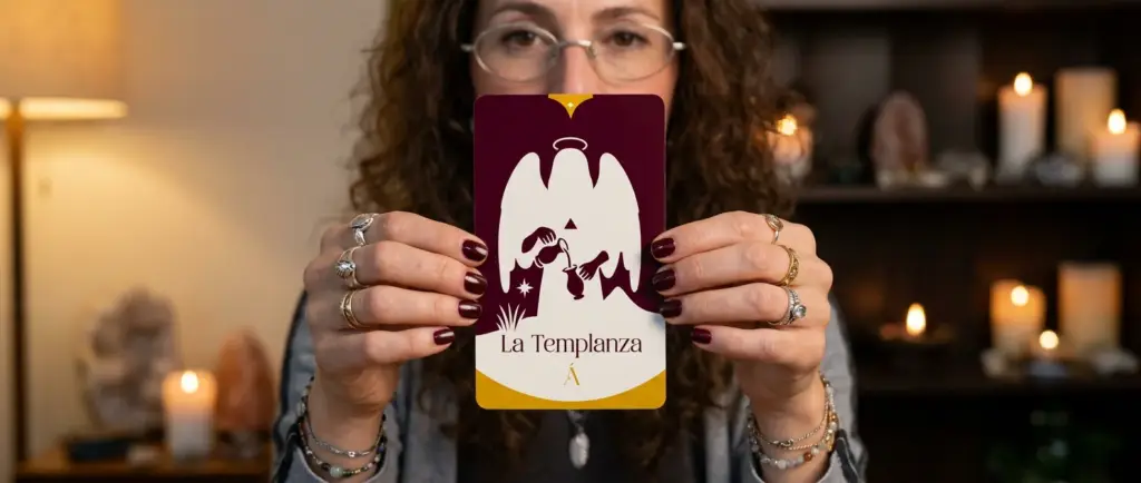 Carta de La Templanza en el Tarot. La Templanza te guía a través de Ángeles.
