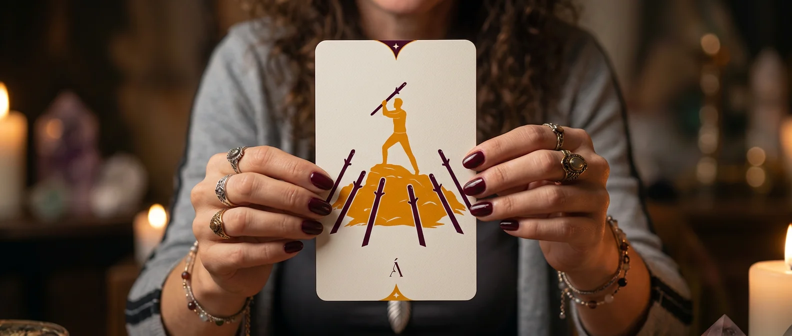 Carta Siete de Bastos en el Tarot. Los Bastos te guían a través de Ángeles.