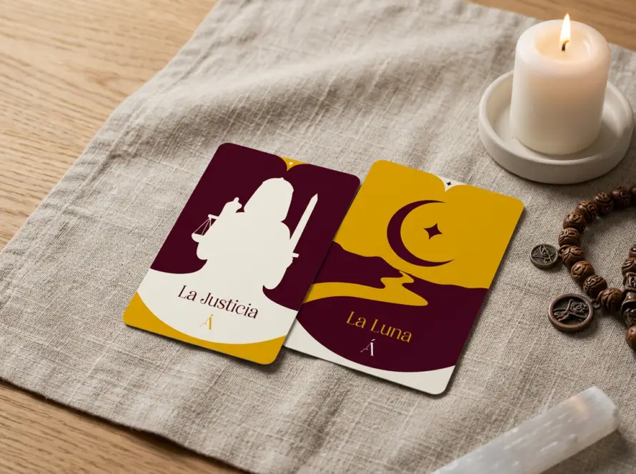 Combinación entre La Justicia y La Luna en el Tarot