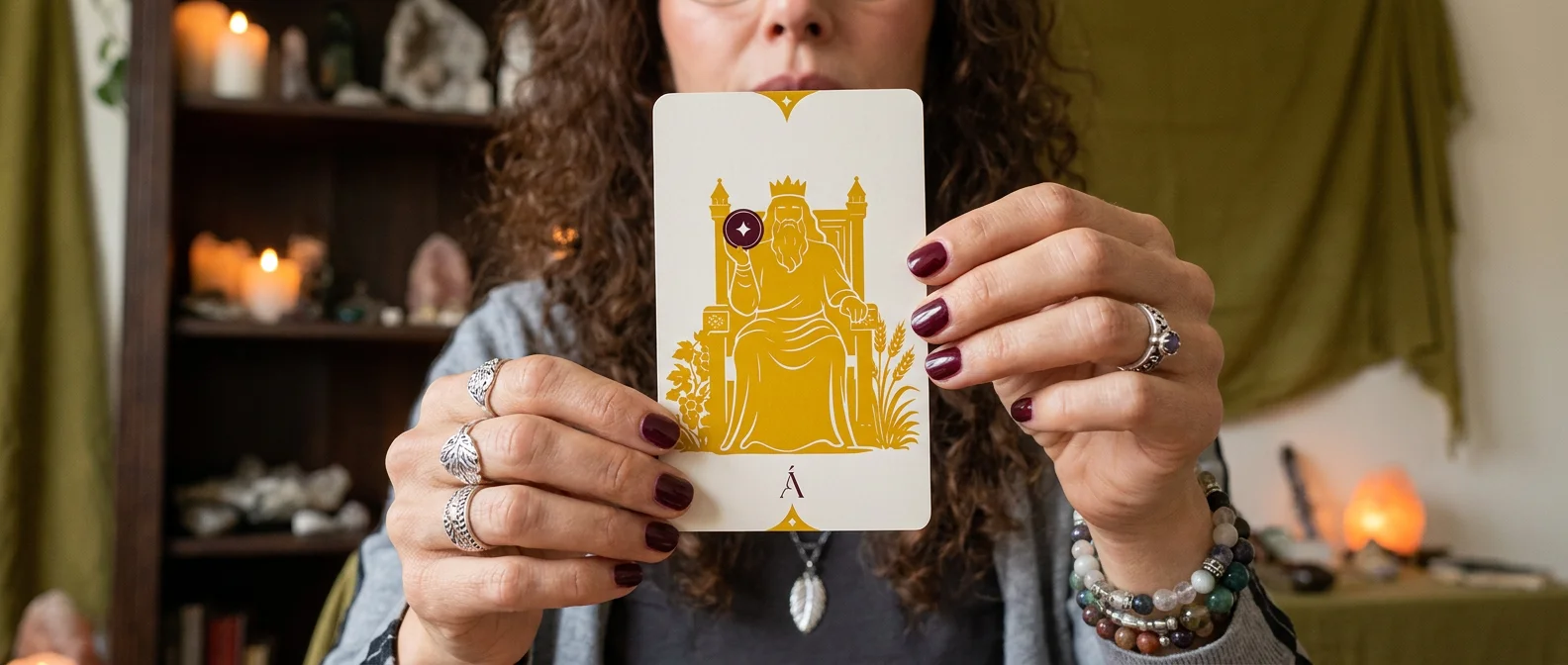 Carta Rey de Oros en el Tarot. Los Oros te guían a través de Ángeles.