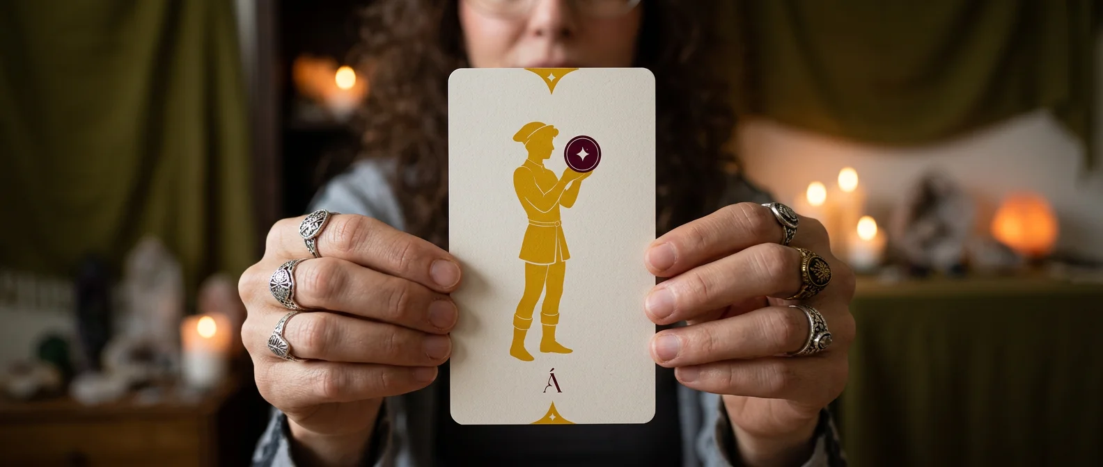 Carta Sota de Oros en el Tarot. Los Oros te guían a través de Ángeles.