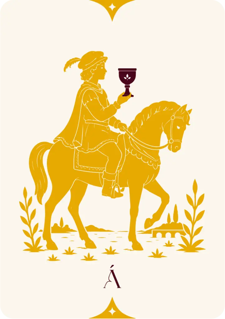Carta del caballo de copas de los arcanos menores de angeles tarot y videncia