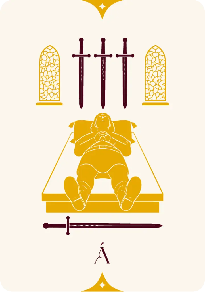 Carta del Cuatro de Espadas, arcanos menores en el tarot