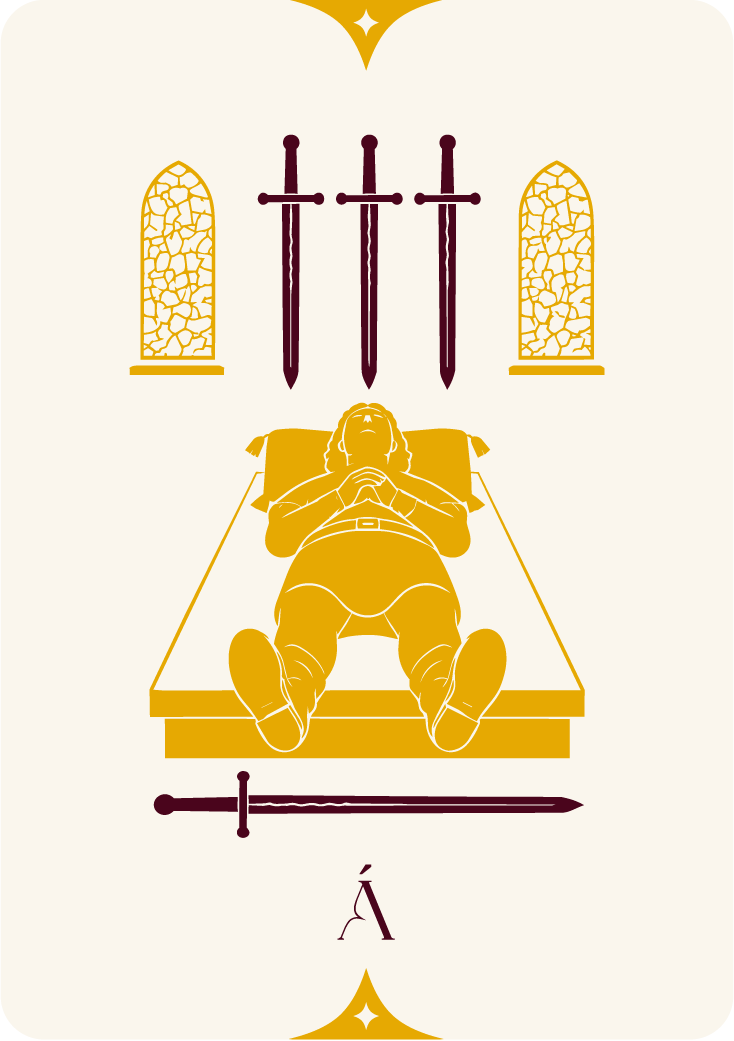 Carta del Cuatro de Espadas, arcanos menores en el tarot