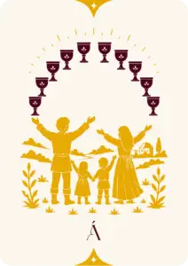 Carta del diez de copas de los arcanos menores de angeles tarot y videncia