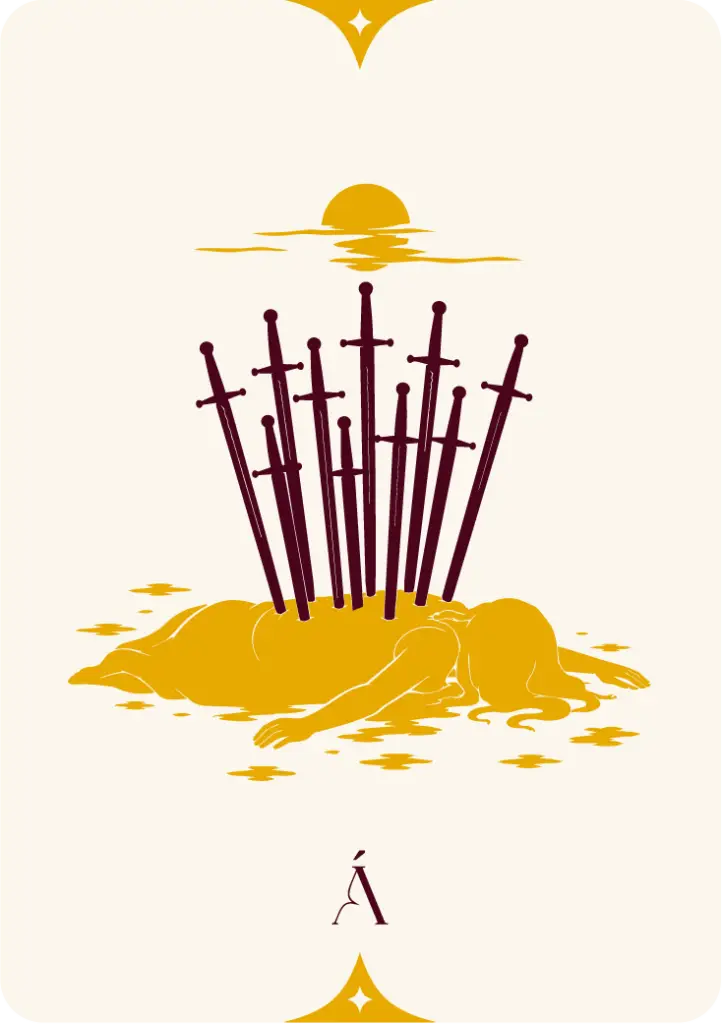 Carta del Diez de Espadas, arcanos menores en el tarot