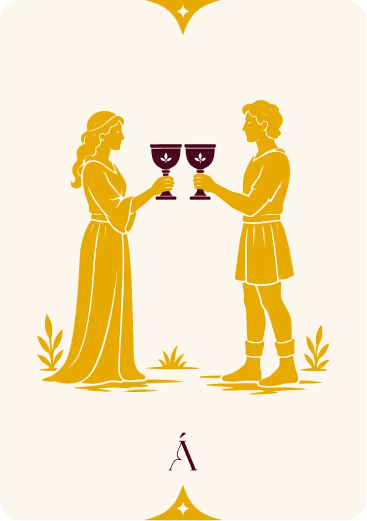Carta del Dos de Copas, arcanos menores en el tarot