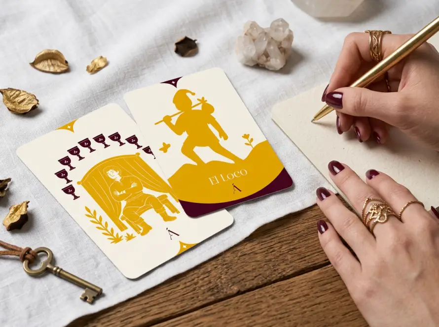 Combinación entre El Nueve de Copas y El Loco en el Tarot