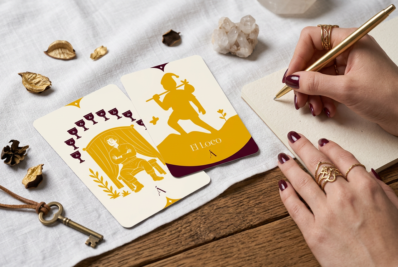 Combinación entre El Nueve de Copas y El Loco en el Tarot