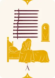 Carta del Nueve de Espadas, arcanos menores en el tarot