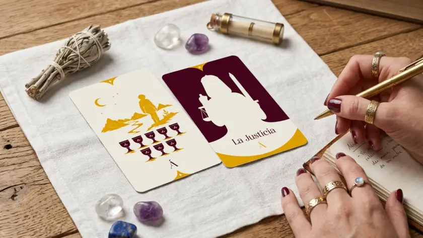 Combinación entre El Ocho de Copas y La Justicia en el Tarot