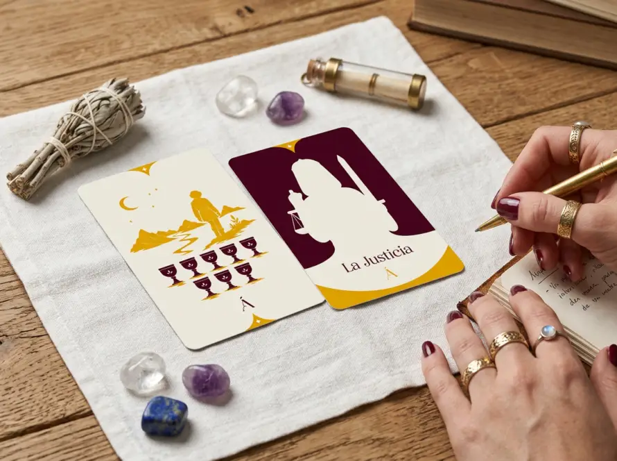 Combinación entre El Ocho de Copas y La Justicia en el Tarot