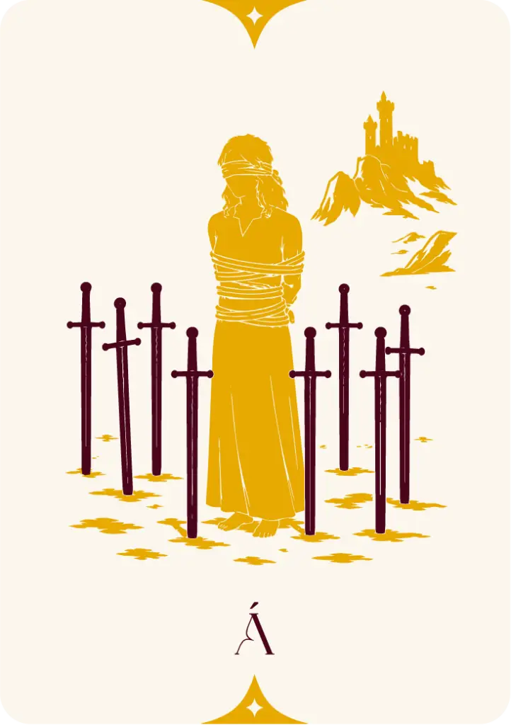 Carta del Ocho de Espadas, arcanos menores en el tarot