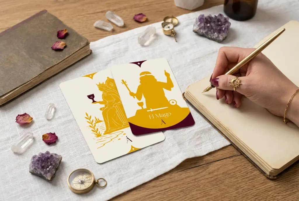 Combinación entre Reina de Copas y El Mago en el Tarot