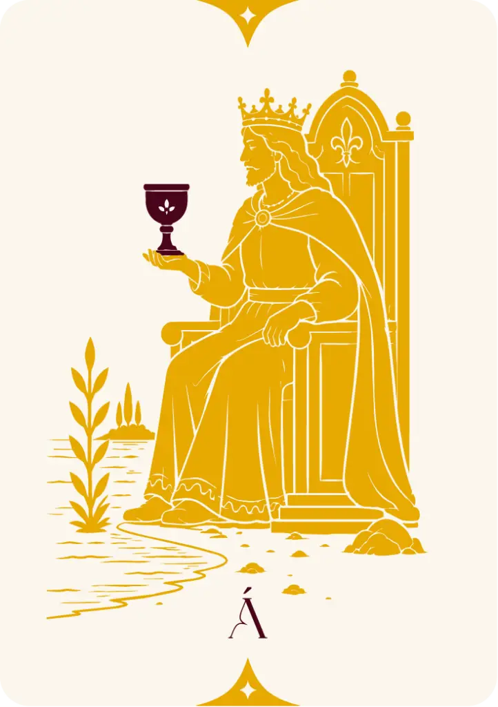 carta del rey de copas de los arcanos menores de angeles tarot y videncia