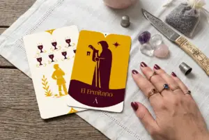 Combinación entre El Siete de Copas y El Ermitaño en el Tarot