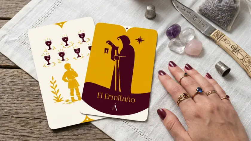 Combinación entre El Siete de Copas y El Ermitaño en el Tarot