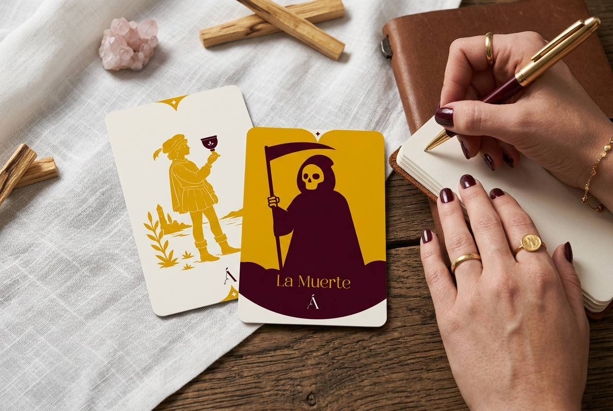 Combinación entre La Sota de Copas y La Muerte en el Tarot