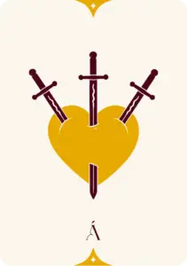Carta del Tres de Espadas, arcanos menores en el tarot