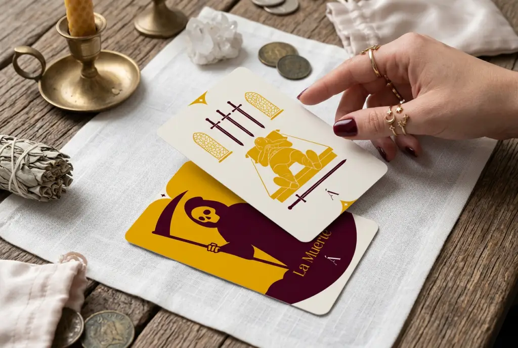 Combinación entre el Cuatro de Espadas y La Muerte en el Tarot