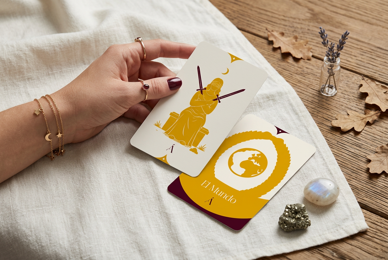 Combinación entre el Dos de Espadas y El Mundo en el Tarot