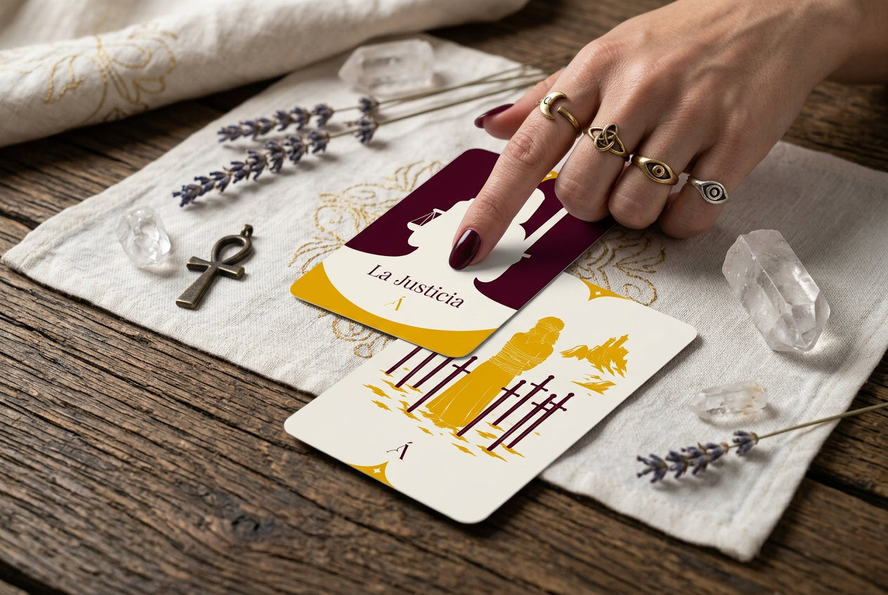 Combinación entre el Ocho de Espadas y La Justicia en el Tarot