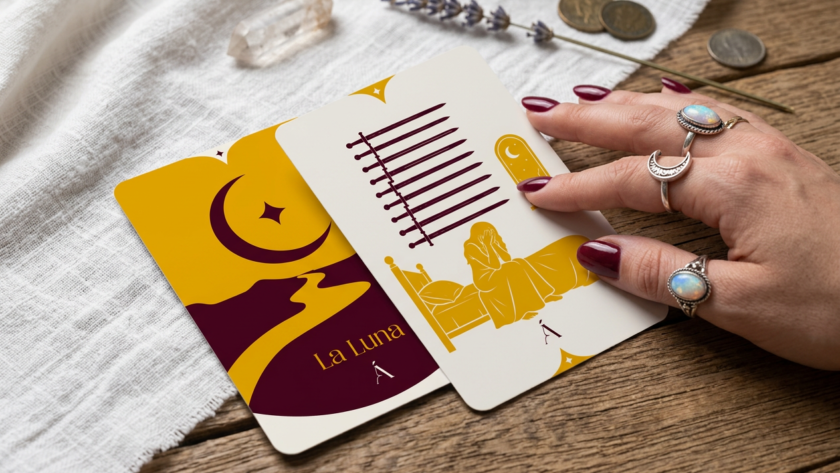 Combinación de La Luna y el Nueve de Espadas en el Tarot
