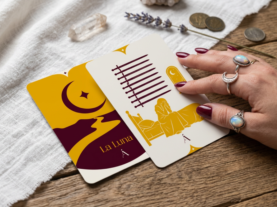 Combinación de La Luna y el Nueve de Espadas en el Tarot